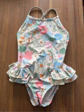 Hermoza One-Piece Criss-cross Ruffle Back Swimsuit - size 2T